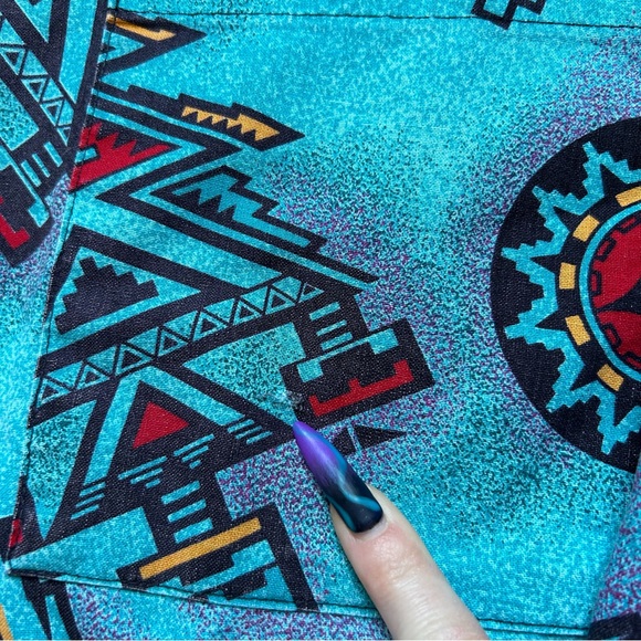 Vintage 90s Wrangler Brush Popper AOP Aztec Southwestern Women’s Large - Picture 6 of 8